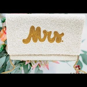 Beaded Mrs. clutch (with strap) for brides!